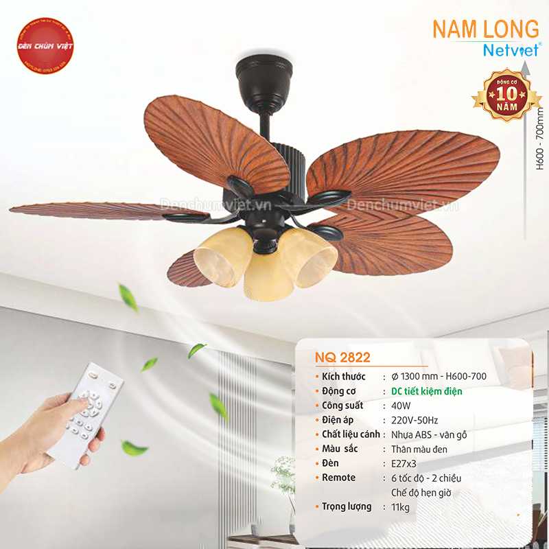 Quạt Trần 5 cánh lá cọ NQ 2822